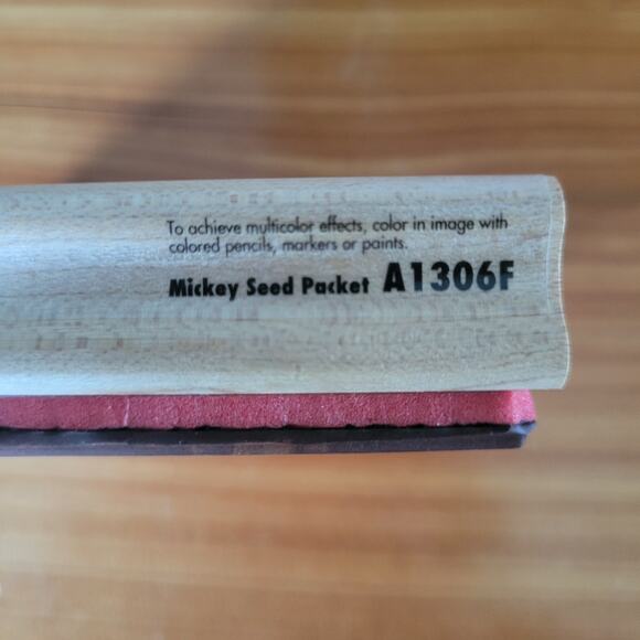 Disney Mickey Seed Packet, Rubber Stamp, Mouse A1306F Wood Ink Block - Picture 6 of 8